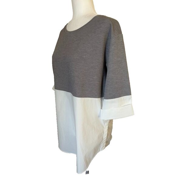 COS Sweatshirt with Shirt Hem Size Small Oversized Colorblock Top Gray White EUC - Picture 6 of 10